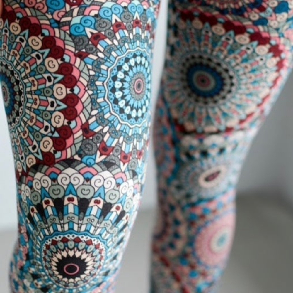 LEGGINGS DEPOT Blue & Pink Multi Print Full length Kid's Leggings Size Small NWT